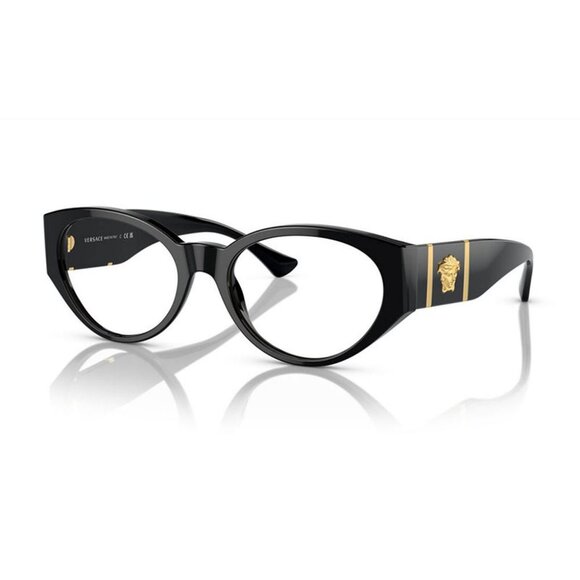 NWT VERSACE EYEGLASSES WOMEN BLACK ROUND EYEWEAR VERSACE